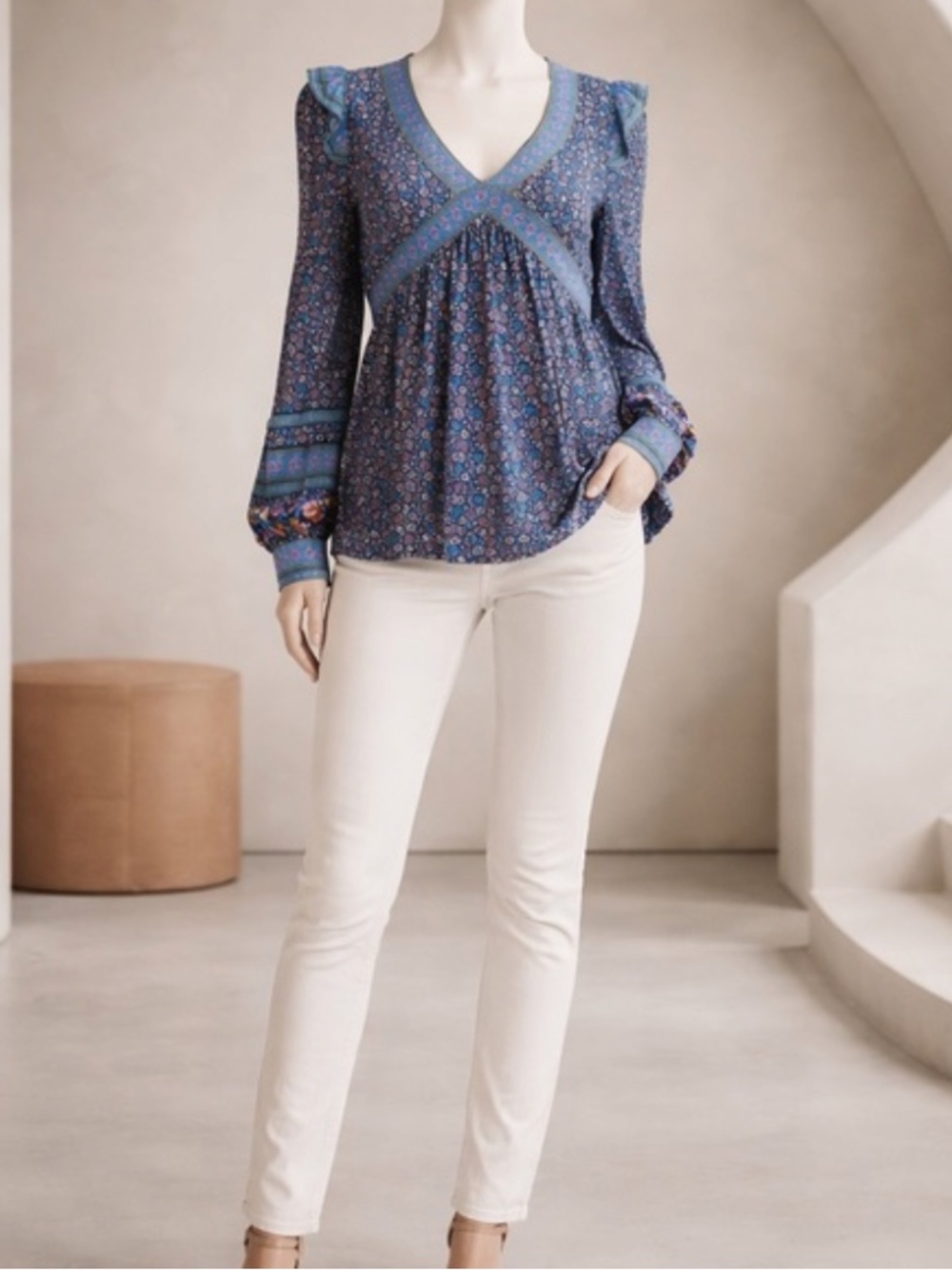 IN BLOOM Bohemian Floral Print Women's Top, Boho, Light weight material